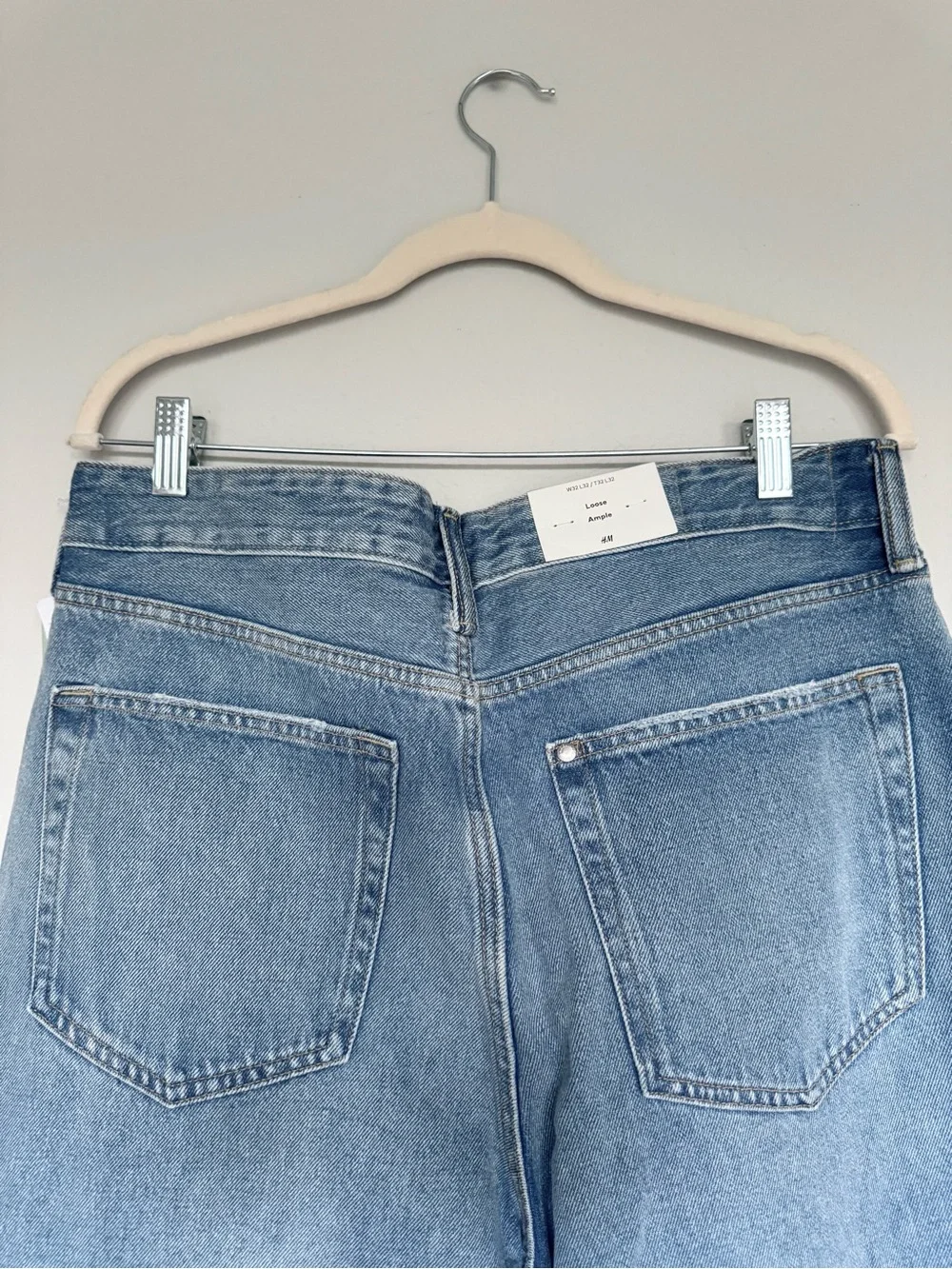 NWT H&M Loose Ample Baggy Jeans Men's Blue Denim Tag 32/32 (Measures 35x32)